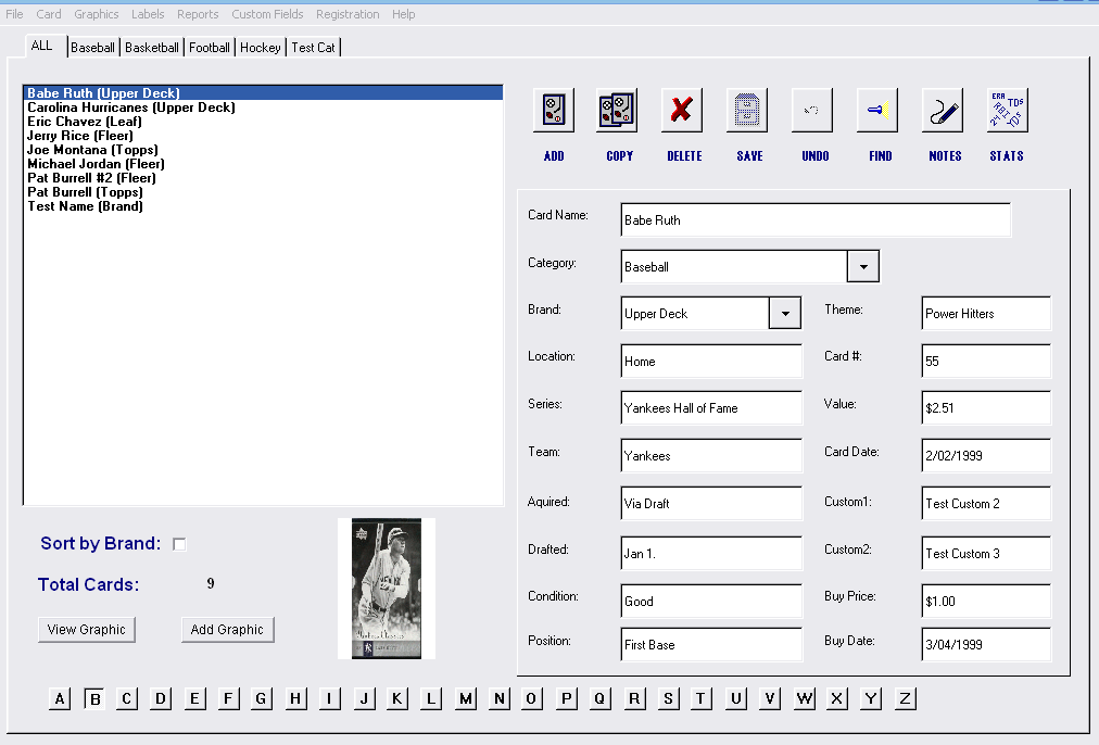 sports card collection software